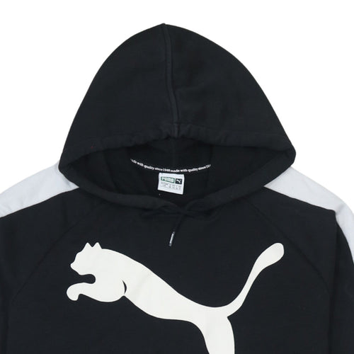 Puma Women's Black Logo Pullover Hoodie Size 14 Lined Cotton Blend