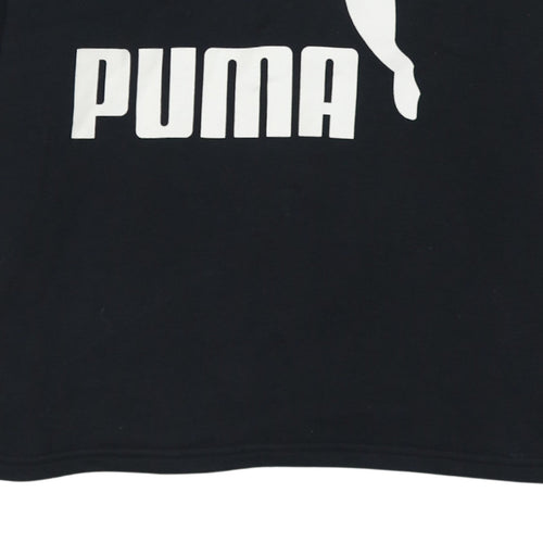 Puma Women's Black Logo Pullover Hoodie Size 14 Lined Cotton Blend