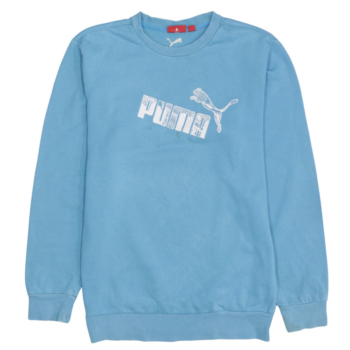 Puma Boys Blue Pullover Sweatshirt Logo Crew Neck Size 14 Years