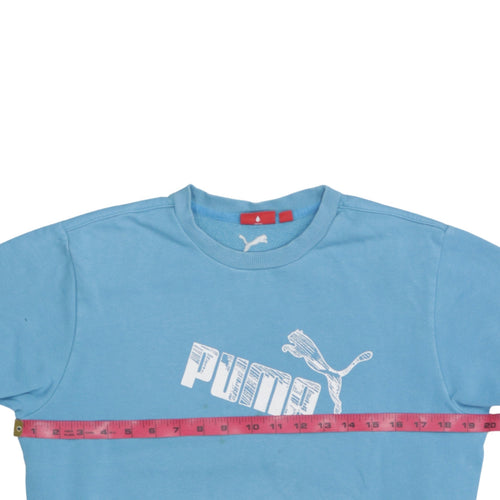 Puma Boys Blue Pullover Sweatshirt Logo Crew Neck Size 14 Years