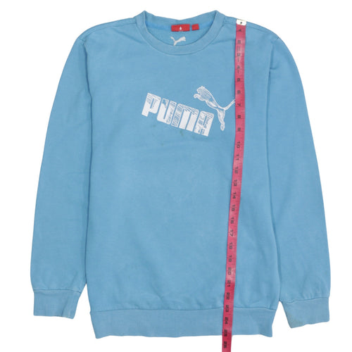 Puma Boys Blue Pullover Sweatshirt Logo Crew Neck Size 14 Years