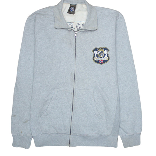 Napapijri Men's Grey XXL Full Zip Sweatshirt with Logo Crest