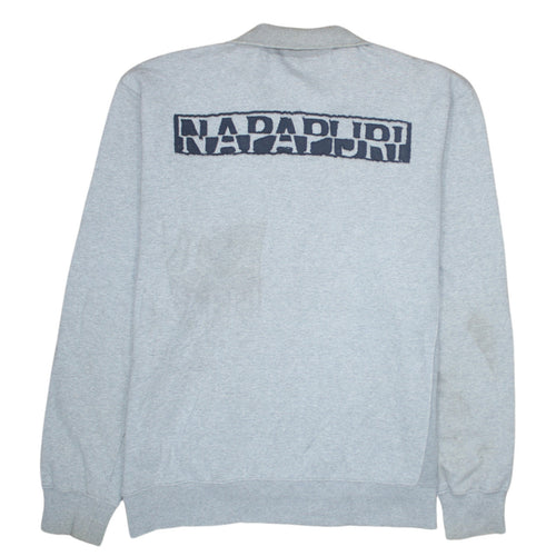 Napapijri Men's Grey XXL Full Zip Sweatshirt with Logo Crest