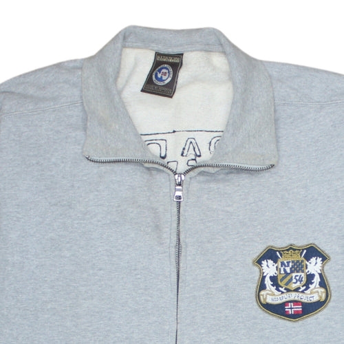 Napapijri Men's Grey XXL Full Zip Sweatshirt with Logo Crest