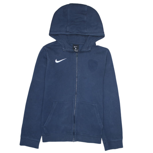 Nike Boys Navy Blue Full Zip Hoodie Size L 147-158cm Cotton Blend