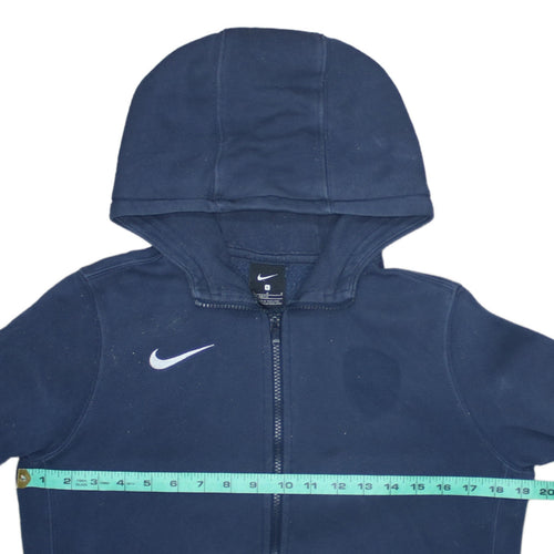Nike Boys Navy Blue Full Zip Hoodie Size L 147-158cm Cotton Blend