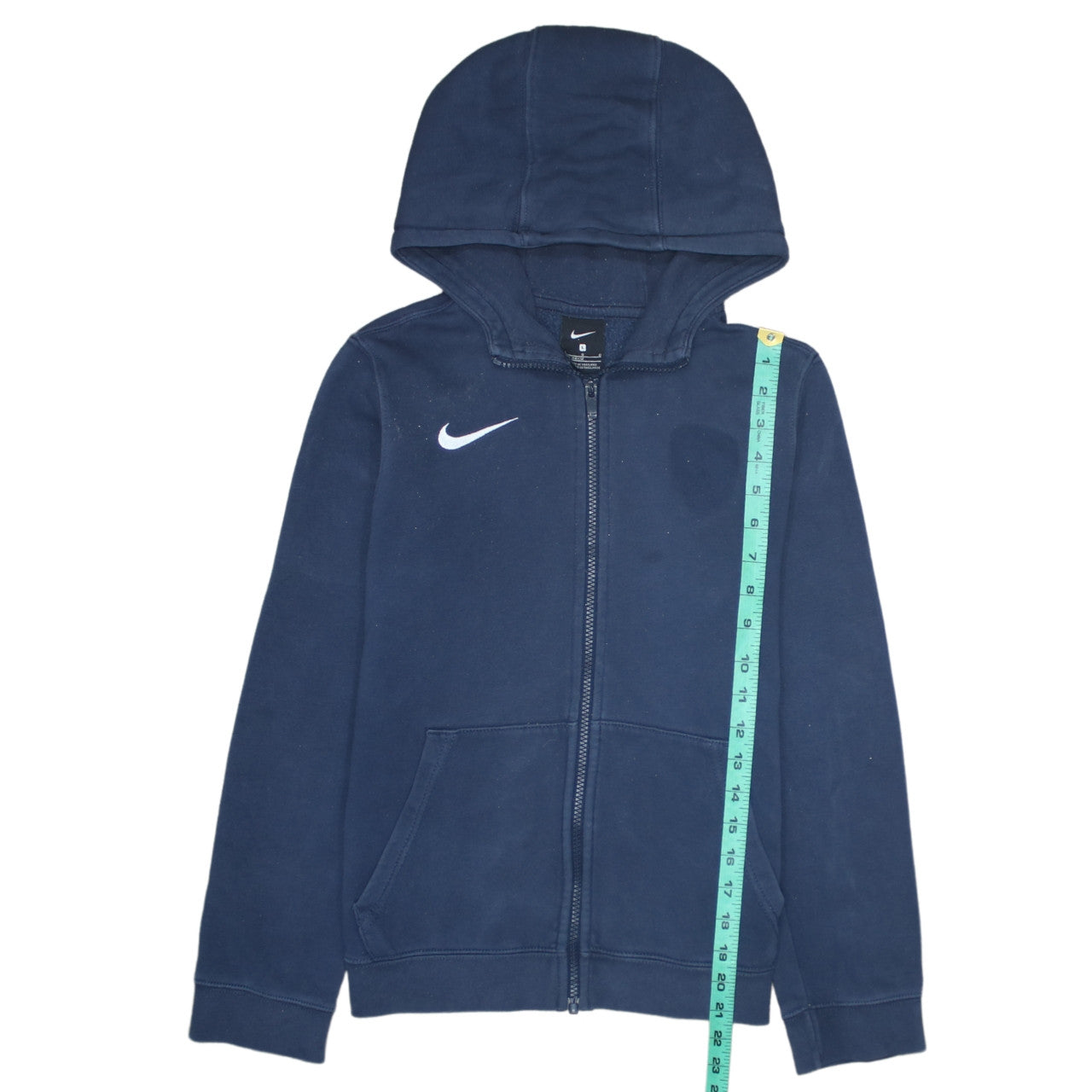 Nike Boys Navy Blue Full Zip Hoodie Size L 147-158cm Cotton Blend