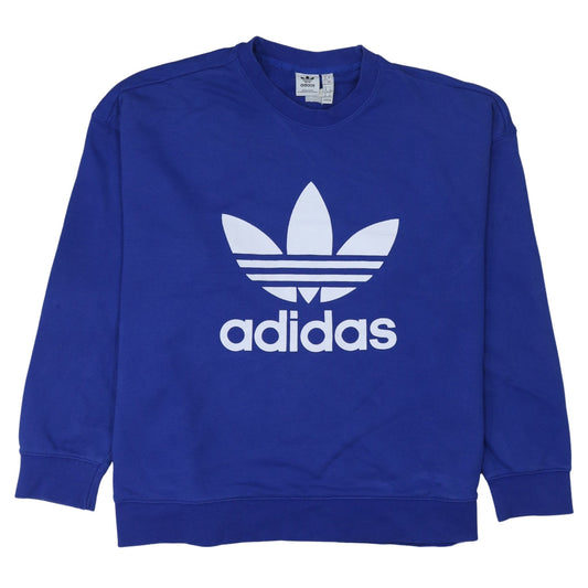 Adidas Women Blue XL Sweatshirt Pullover Crew Neck Logo Graphic