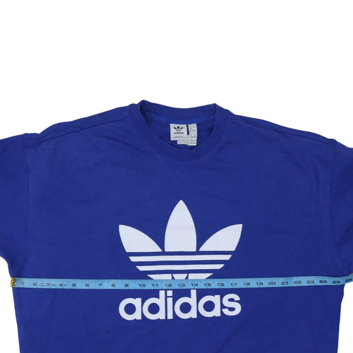 Adidas Women Blue XL Sweatshirt Pullover Crew Neck Logo Graphic