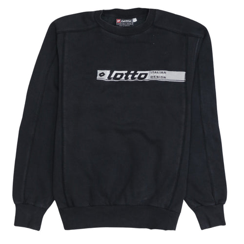 Lotto Mens Black Logo Pullover Sweatshirt Size M Italian Design
