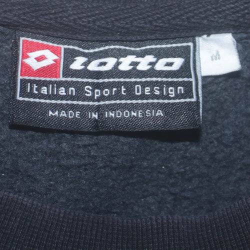 Lotto Mens Black Logo Pullover Sweatshirt Size M Italian Design