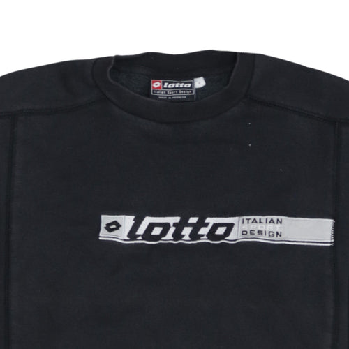 Lotto Mens Black Logo Pullover Sweatshirt Size M Italian Design