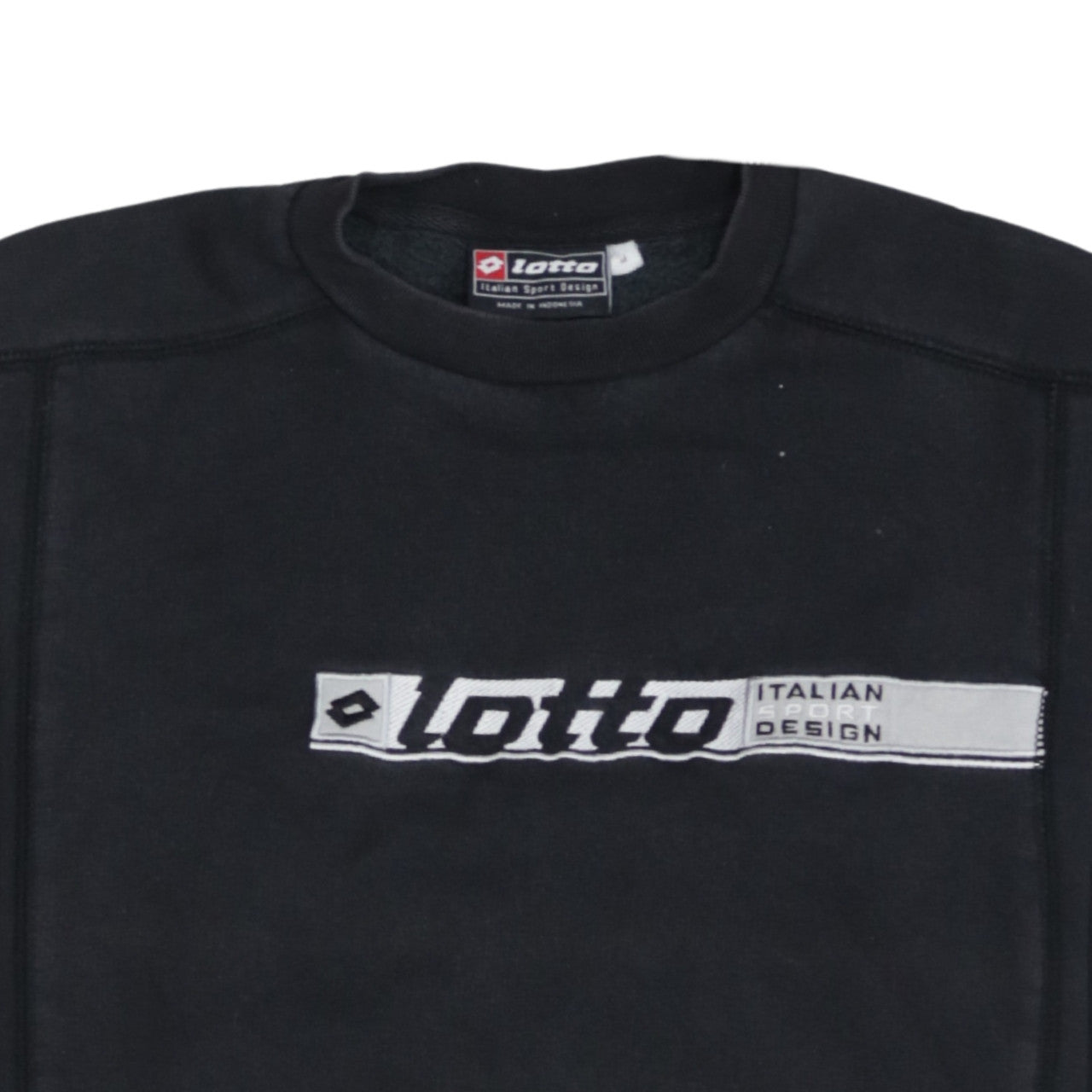 Lotto Mens Black Logo Pullover Sweatshirt Size M Italian Design