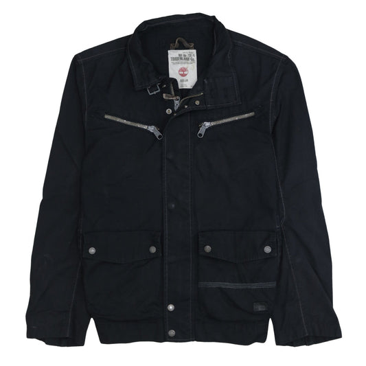 Timberland Men’s Black Biker Jacket L Canvas Full Zip Outdoor Style