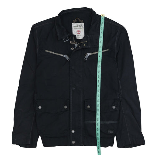 Timberland Men’s Black Biker Jacket L Canvas Full Zip Outdoor Style