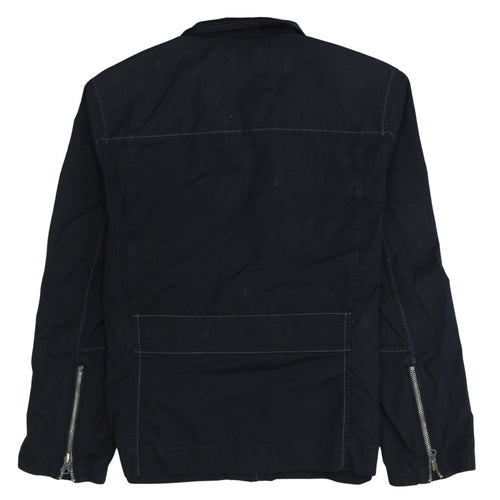 Timberland Men’s Black Biker Jacket L Canvas Full Zip Outdoor Style