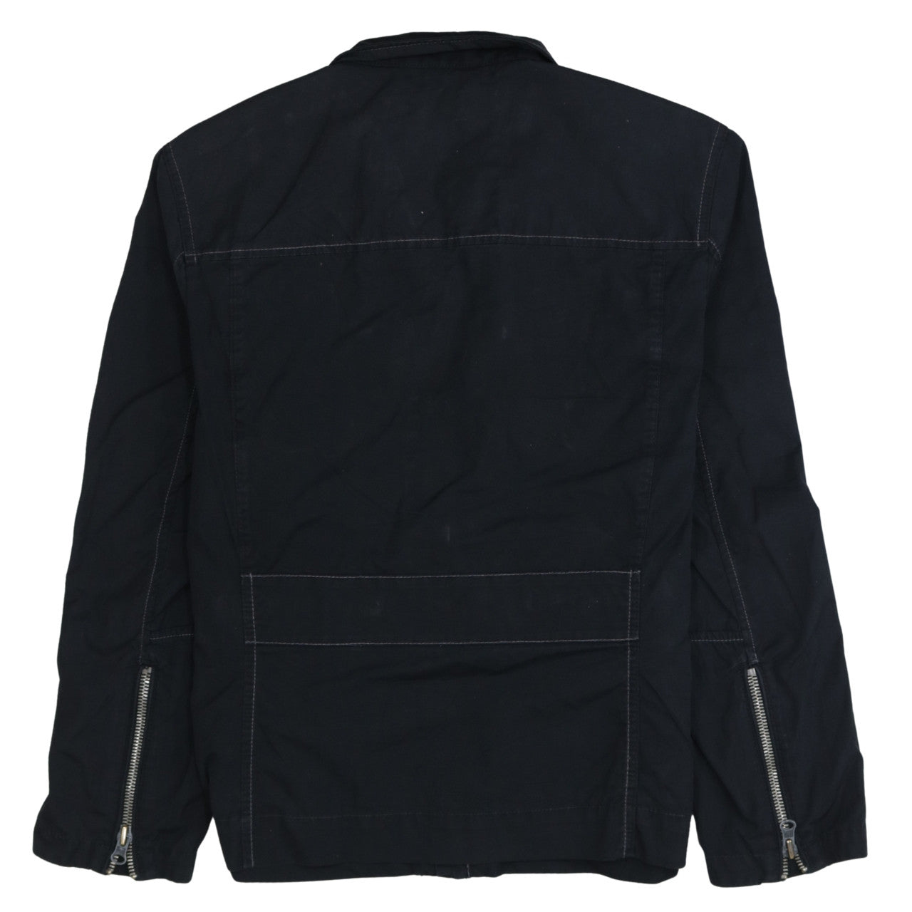 Timberland Men’s Black Biker Jacket L Canvas Full Zip Outdoor Style