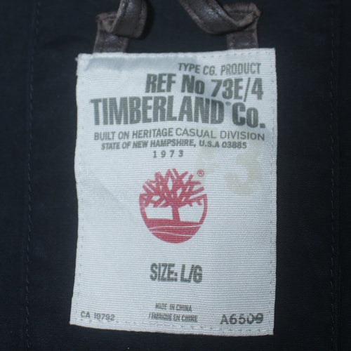 Timberland Men’s Black Biker Jacket L Canvas Full Zip Outdoor Style