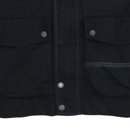Timberland Men’s Black Biker Jacket L Canvas Full Zip Outdoor Style