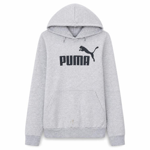 Puma Women Grey Hooded Pullover Hoodie UK 8 with Logo Print