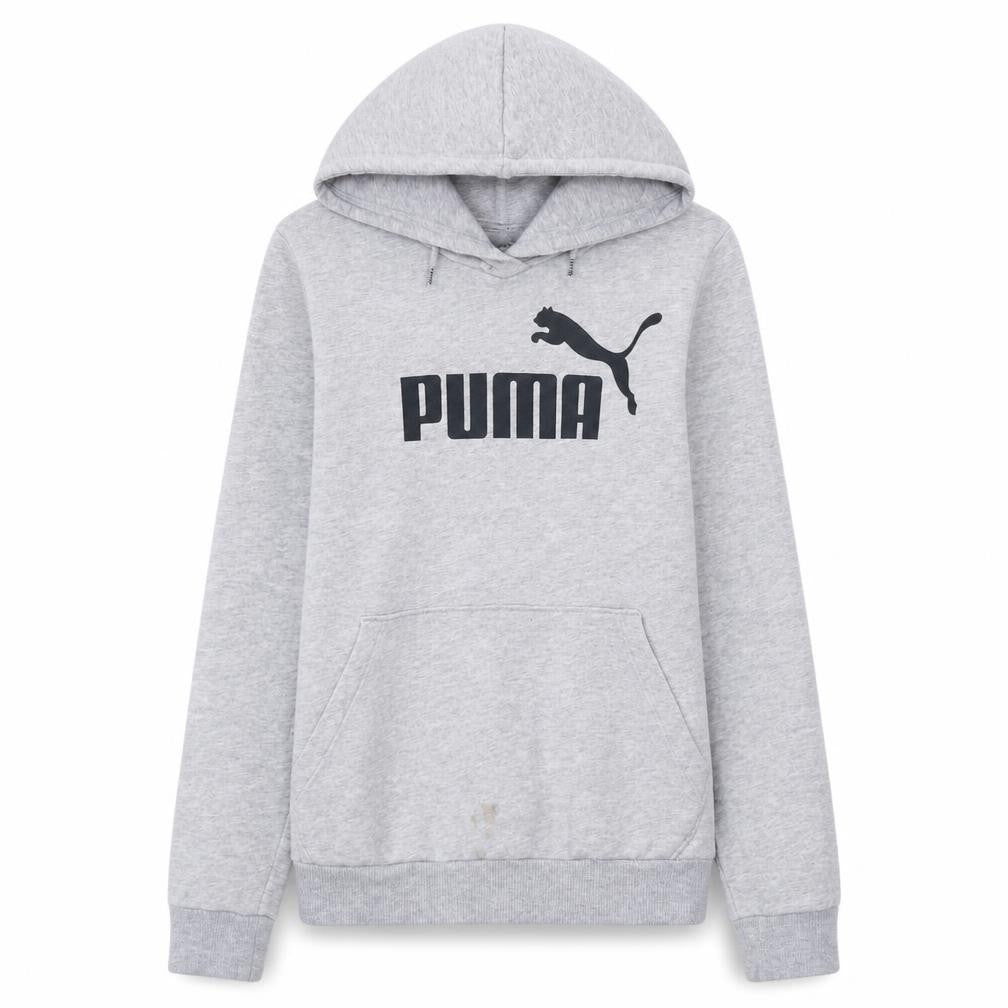Puma Women Grey Hooded Pullover Hoodie UK 8 with Logo Print