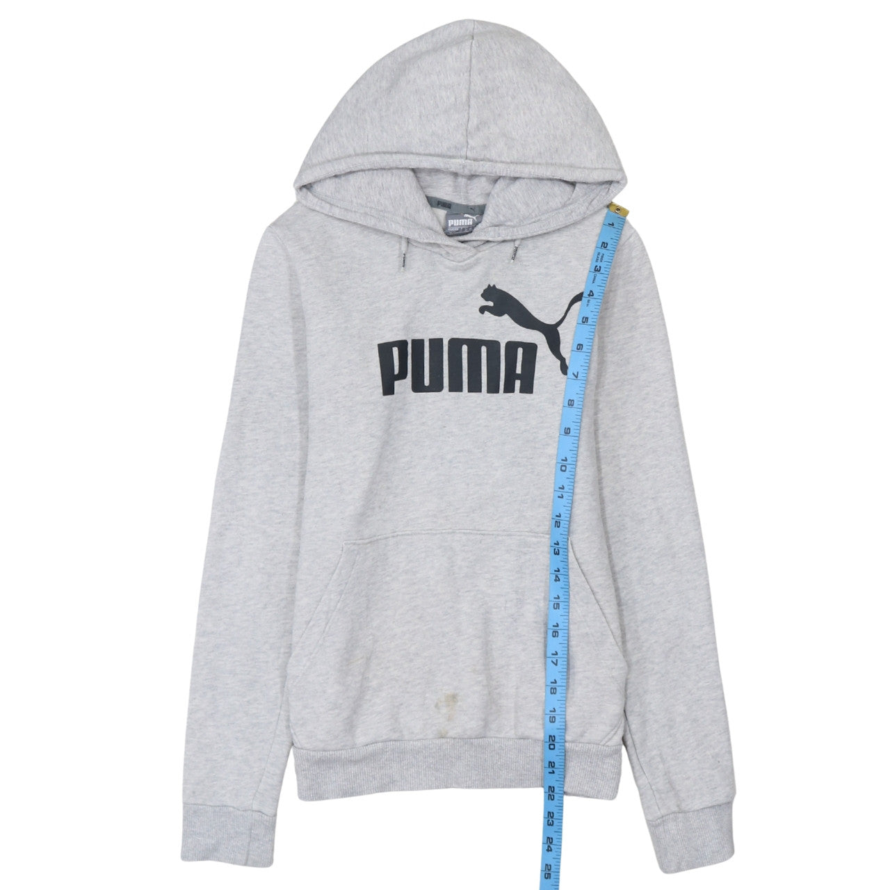 Puma Women Grey Hooded Pullover Hoodie UK 8 with Logo Print