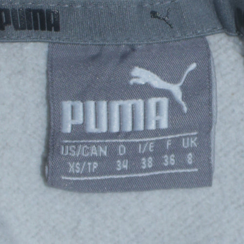 Puma Women Grey Hooded Pullover Hoodie UK 8 with Logo Print