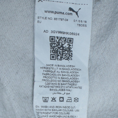 Puma Women Grey Hooded Pullover Hoodie UK 8 with Logo Print