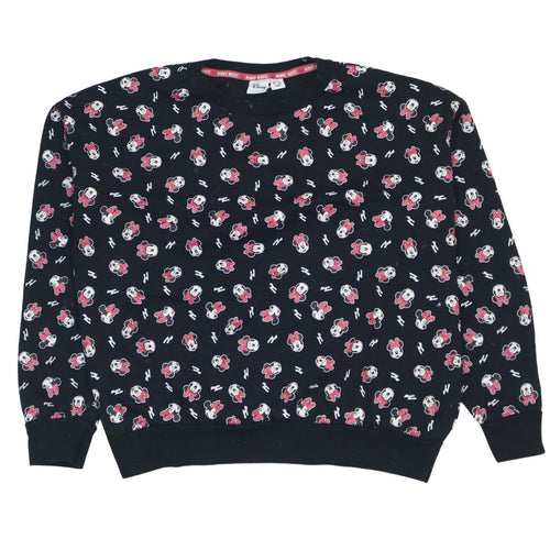 Disney Women Black Minnie Mouse Print Sweatshirt XL