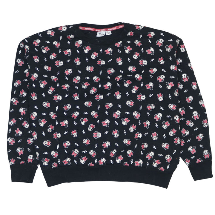 Disney Women Black Minnie Mouse Print Sweatshirt XL
