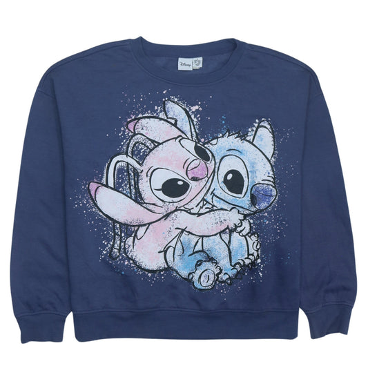 Disney Women’s Blue Stitch Sweatshirt Medium Cute Graphic Pullover