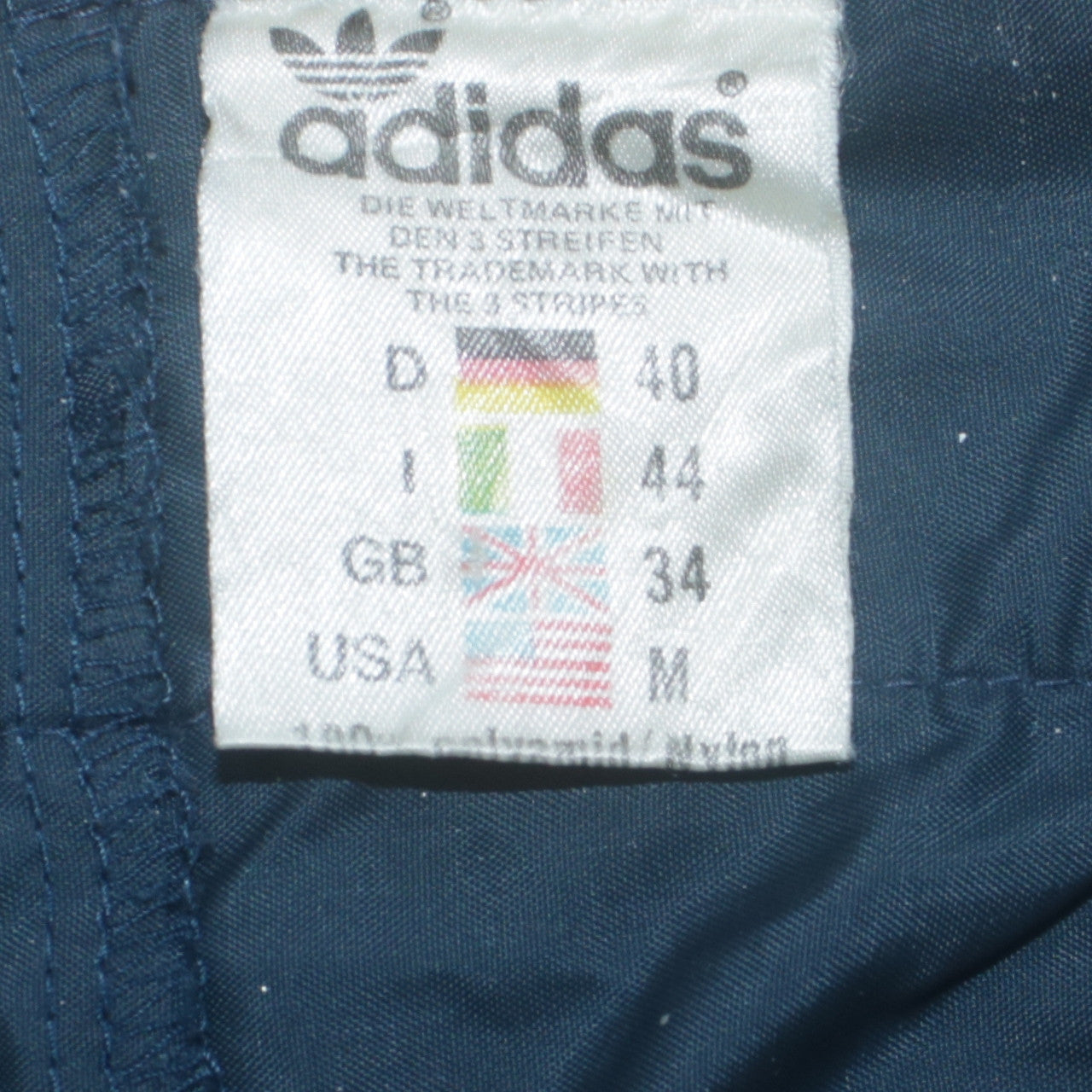 Adidas Men's Blue Windbreaker Track Pants M Retro 3 Stripe