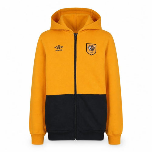 Umbro Boys Gold & Black Full Zip Hoodie Size 158 Football Club Logo