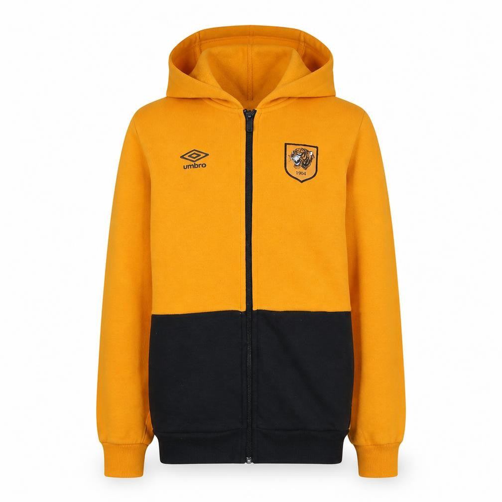 Umbro Boys Gold & Black Full Zip Hoodie Size 158 Football Club Logo