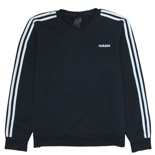 Adidas Men's Black XL Pullover Crew Neck Sweatshirt with Stripe Logo