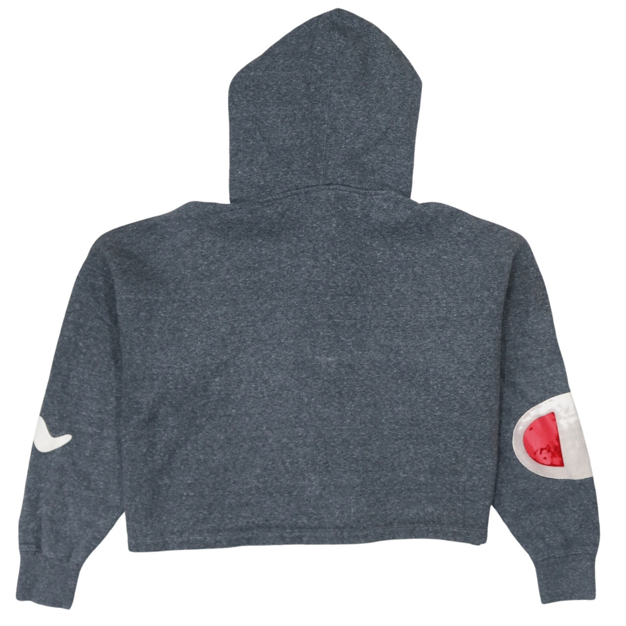 Champion Women’s Grey 1/4 Zip Hoodie Small Cotton Logo Print
