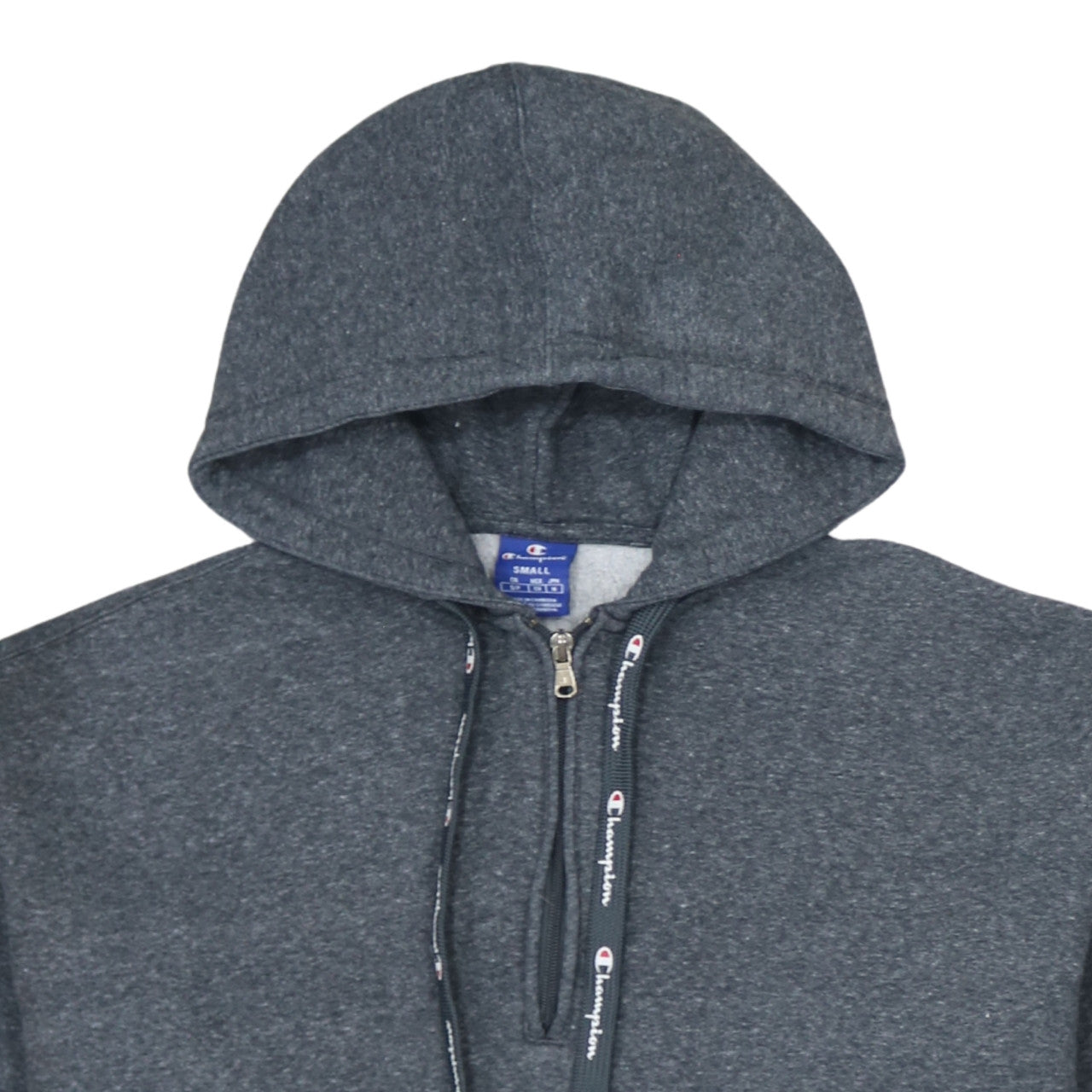 Champion Women’s Grey 1/4 Zip Hoodie Small Cotton Logo Print