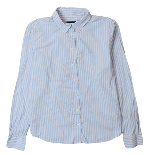 GANT Women’s Blue Striped Button-Up Cotton Shirt UK 8