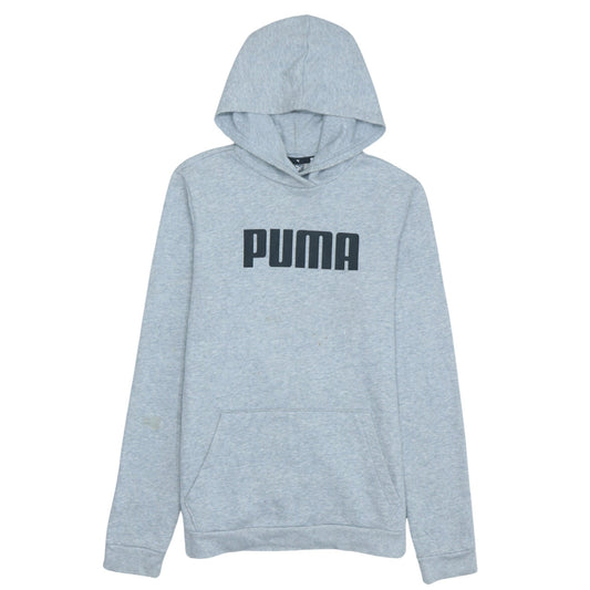 Puma Boys Grey Pullover Hoodie XL 15-16 Years Logo Print Cotton Blend