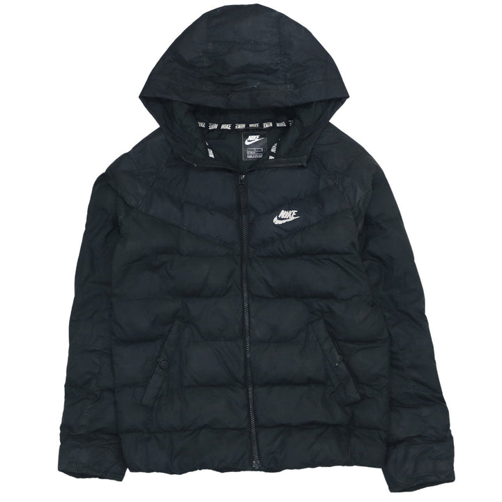 Nike Boys Black Hooded Puffer Jacket Size L 147-158cm Winter Coat