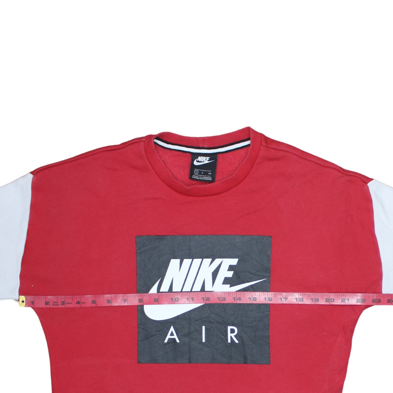 Nike Men Red Black White Crew Neck Logo Sweatshirt S Regular Fit