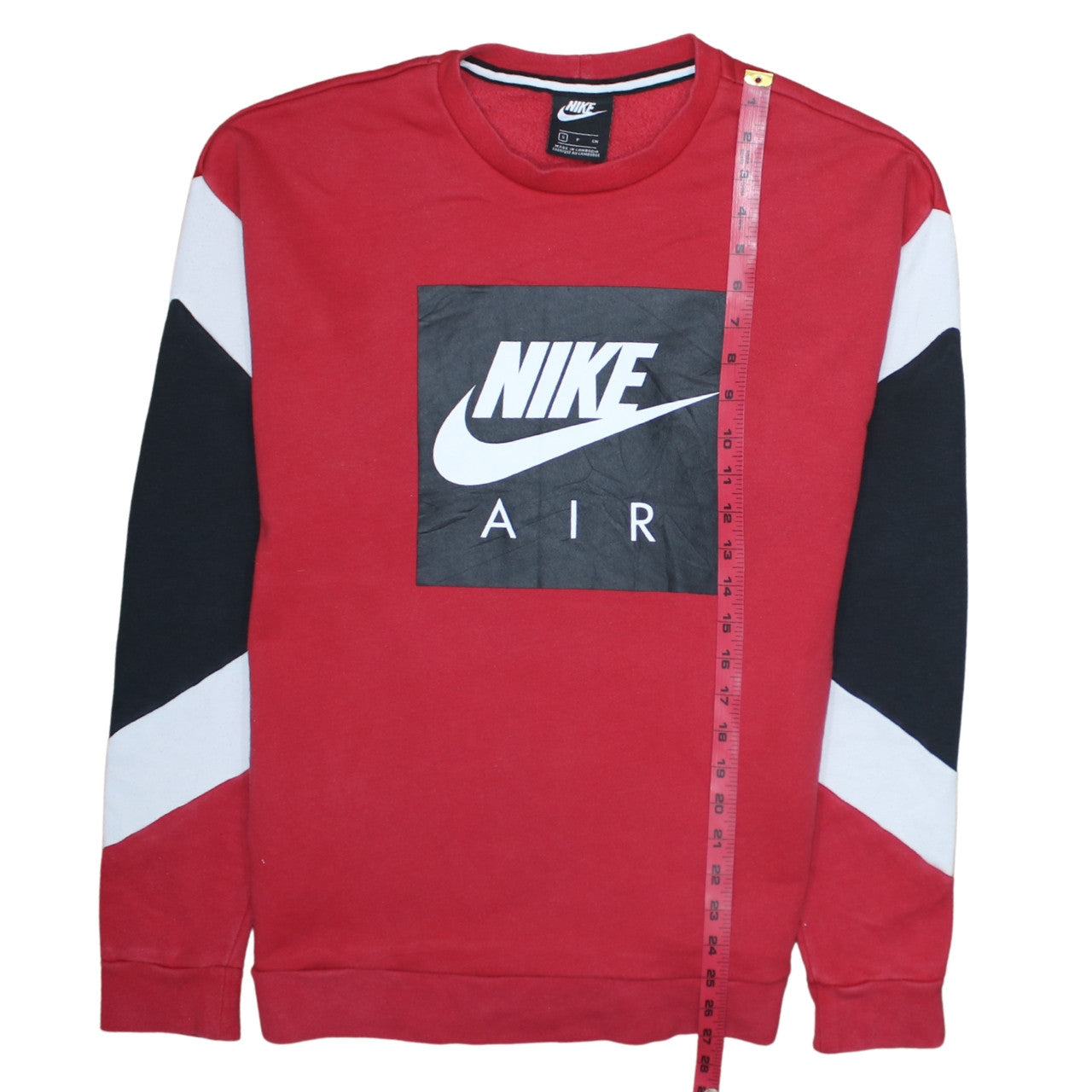 Nike Men Red Black White Crew Neck Logo Sweatshirt S Regular Fit
