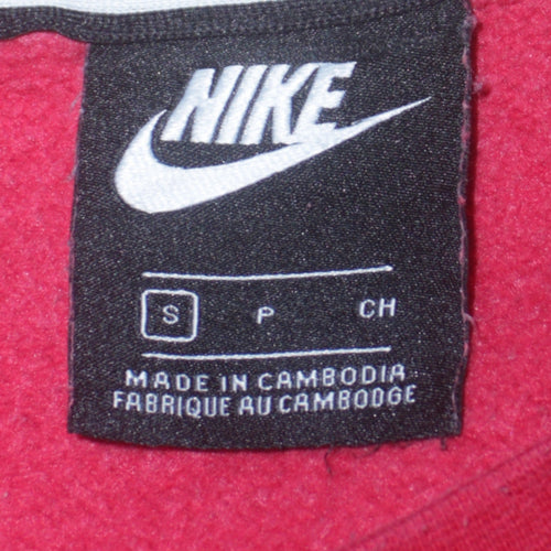 Nike Men Red Black White Crew Neck Logo Sweatshirt S Regular Fit
