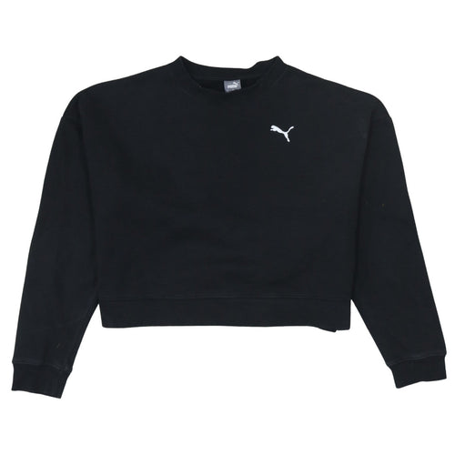 Puma Womens Black Small Cropped Crew Neck Sweatshirt