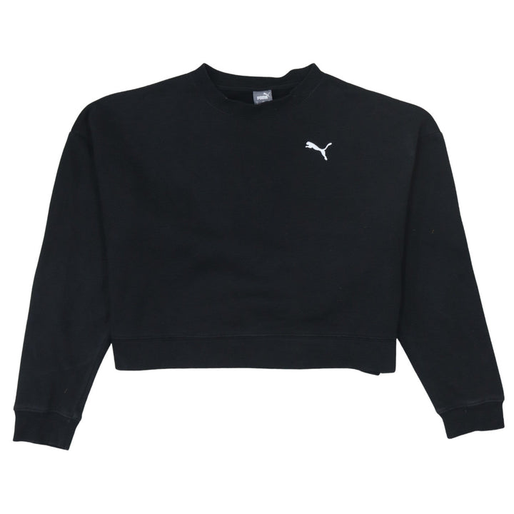 Puma Womens Black Small Cropped Crew Neck Sweatshirt