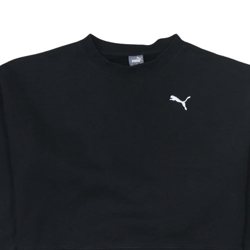 Puma Womens Black Small Cropped Crew Neck Sweatshirt