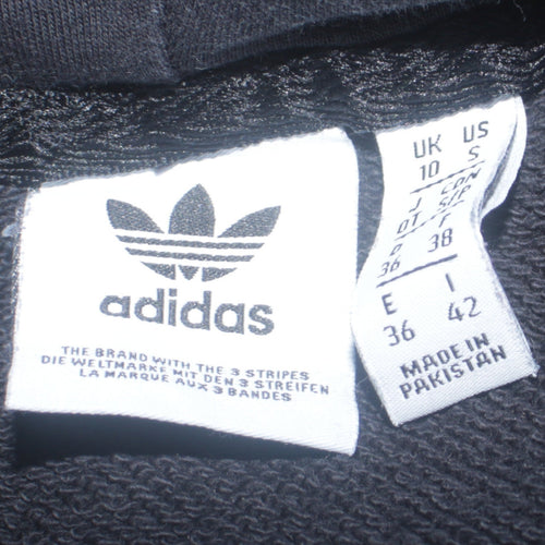 Adidas Womens Black Pullover Hoodie Size 10 Cotton Logo Casual
