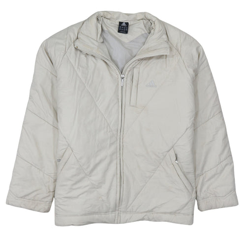 Adidas Women Ivory Quilted Puffer Jacket Size 16 Regular Fit