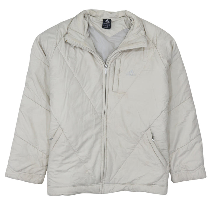 Adidas Women Ivory Quilted Puffer Jacket Size 16 Regular Fit