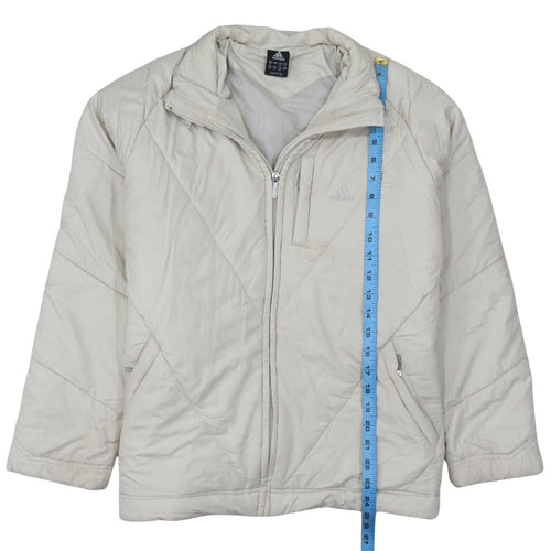 Adidas Women Ivory Quilted Puffer Jacket Size 16 Regular Fit
